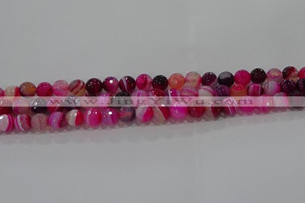 CAG9241 15.5 inches 8mm faceted round line agate beads wholesale