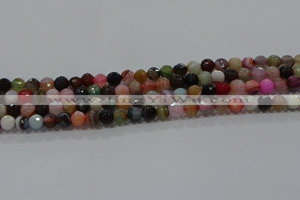 CAG9250 15.5 inches 8mm faceted round line agate beads wholesale