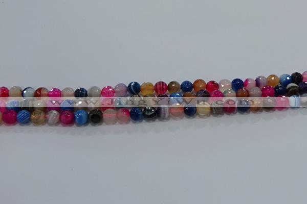 CAG9255 15.5 inches 4mm faceted round line agate beads wholesale