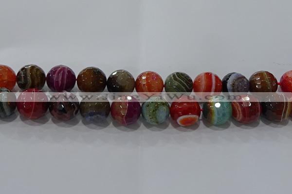 CAG9269 15.5 inches 18mm faceted round line agate beads wholesale