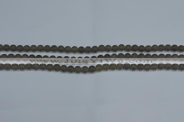 CAG9310 15.5 inches 4mm round matte grey agate beads wholesale