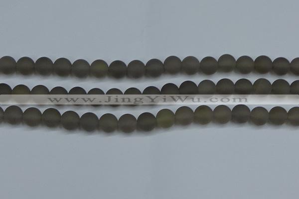 CAG9314 15.5 inches 12mm round matte grey agate beads wholesale
