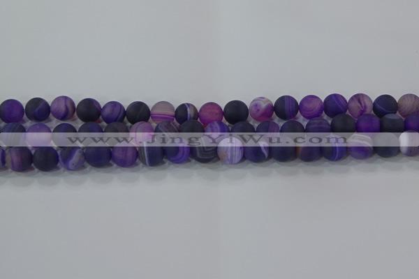 CAG9321 15.5 inches 8mm round matte line agate beads wholesale