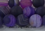 CAG9323 15.5 inches 12mm round matte line agate beads wholesale