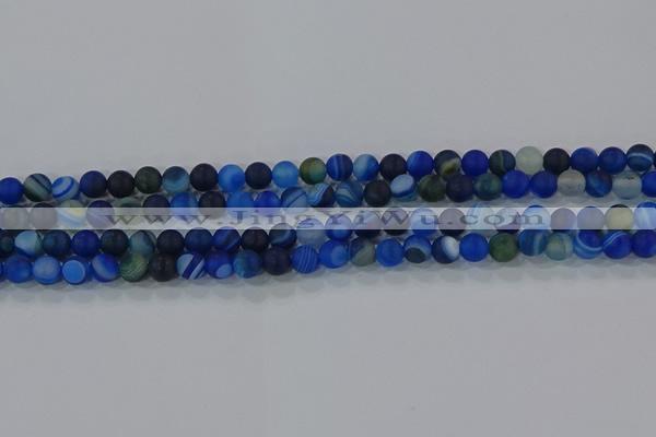 CAG9331 15.5 inches 6mm round matte line agate beads wholesale