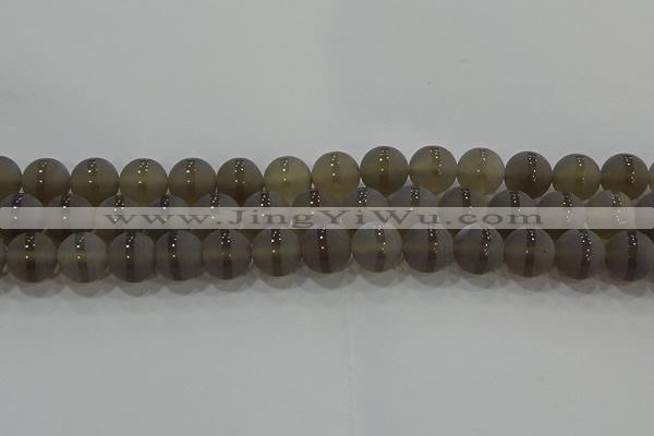 CAG9346 15.5 inches 12mm round matte grey agate beads wholesale