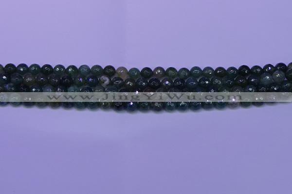 CAG9361 15.5 inches 6mm faceted round moss agate beads wholesale