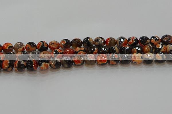 CAG9458 15.5 inches 10mm faceted round fire crackle agate beads