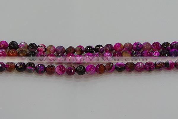 CAG9467 15.5 inches 8mm faceted round fire crackle agate beads