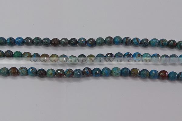 CAG9481 15.5 inches 6mm faceted round blue crazy lace agate beads