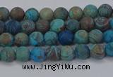CAG9492 15.5 inches 4mm round matte blue crazy lace agate beads