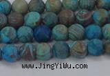 CAG9493 15.5 inches 6mm round matte blue crazy lace agate beads