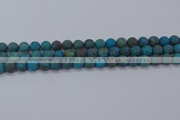 CAG9495 15.5 inches 10mm round matte blue crazy lace agate beads