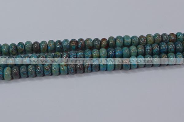 CAG9501 15.5 inches 6*10mm rondelle blue crazy lace agate beads