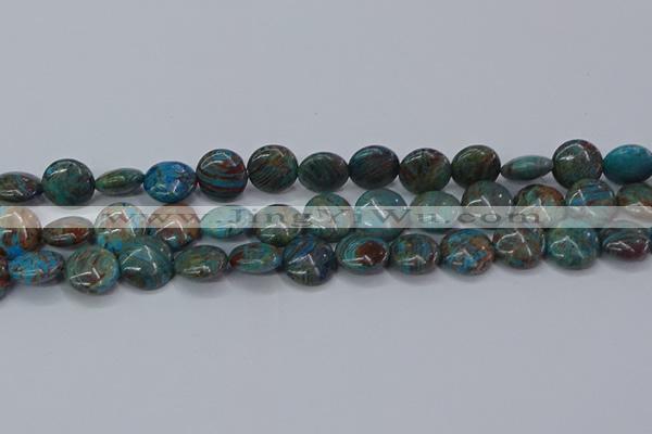 CAG9515 15.5 inches 14mm flat round blue crazy lace agate beads