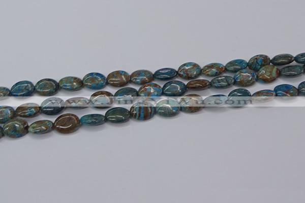 CAG9520 15.5 inches 10*14mm oval blue crazy lace agate beads