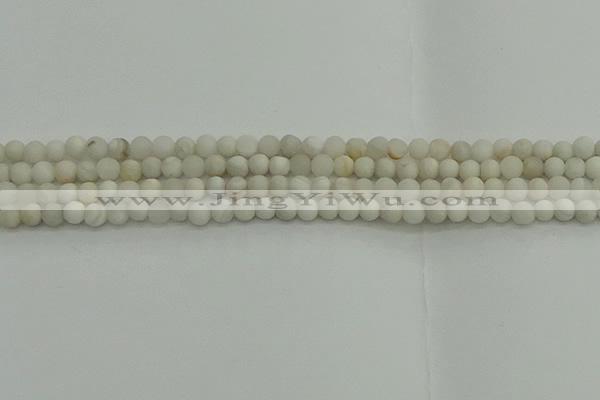 CAG9700 15.5 inches 4mm round matte grey agate beads wholesale