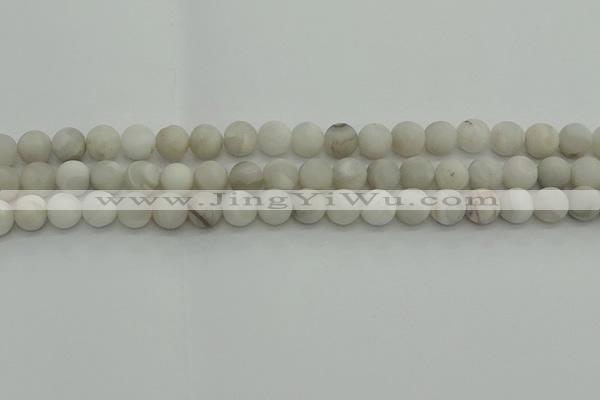 CAG9702 15.5 inches 8mm round matte grey agate beads wholesale