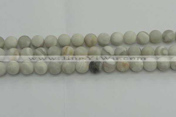CAG9704 15.5 inches 12mm round matte grey agate beads wholesale