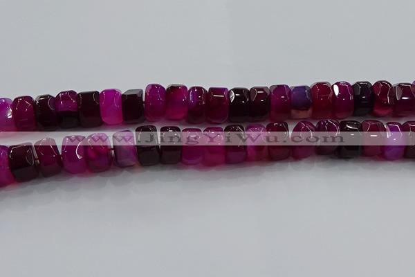 CAG9779 15.5 inches 8*16mm faceted rondelle agate gemstone beads