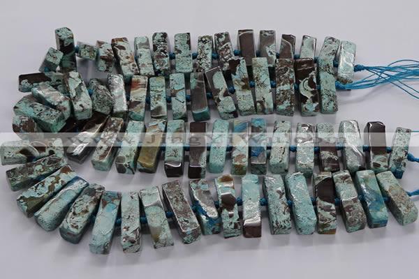 CAG9798 15.5 inches 9*25mm - 10*35mm cuboid ocean agate beads