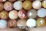 CAG9810 15.5 inches 4mm faceted round wood agate beads wholesale