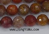 CAG9847 15.5 inches 8mm faceted round red moss agate beads
