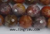 CAG9848 15.5 inches 10mm faceted round red moss agate beads
