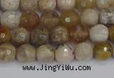 CAG9853 15.5 inches 6mm faceted round ocean fossil agate beads