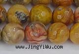 CAG9872 15.5 inches 12mm faceted round yellow crazy lace agate beads