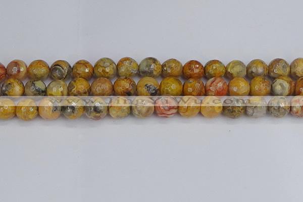 CAG9872 15.5 inches 12mm faceted round yellow crazy lace agate beads