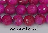 CAG9877 15.5 inches 8mm faceted round fuchsia crazy lace agate beads