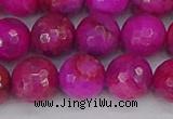 CAG9879 15.5 inches 12mm faceted round fuchsia crazy lace agate beads