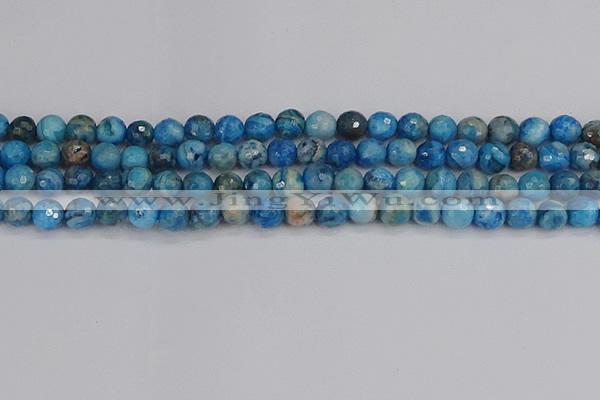 CAG9883 15.5 inches 6mm faceted round blue crazy lace agate beads
