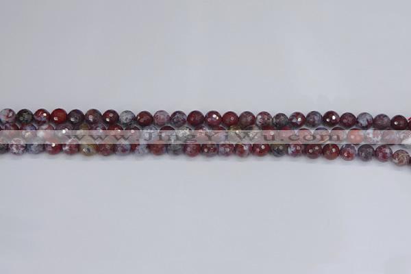 CAG9903 15.5 inches 4mm faceted round red lightning agate beads