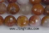 CAG9913 15.5 inches 10mm faceted round red moss agate beads