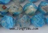 CAG9960 15.5 inches 12mm faceted nuggets blue crazy lace agate beads