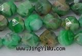 CAG9964 15.5 inches 8mm faceted nuggets green crazy lace agate beads
