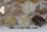 CAG9995 15.5 inches 10mm faceted nuggets ocean fossil agate beads