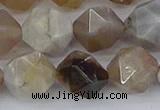 CAG9996 15.5 inches 12mm faceted nuggets ocean fossil agate beads