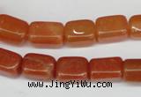 CAJ151 15.5 inches 10*13mm cuboid red aventurine jade beads
