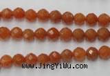 CAJ361 15.5 inches 6mm faceted round red aventurine beads wholesale