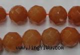 CAJ365 15.5 inches 14mm faceted round red aventurine beads wholesale