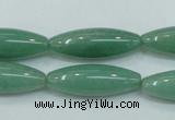 CAJ52 15.5 inches 10*30mm rice green aventurine jade beads wholesale