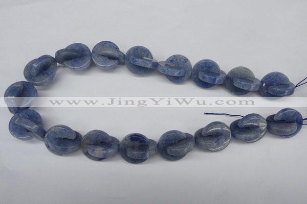 CAJ586 15.5 inches 20*20mm curved moon blue aventurine beads wholesale
