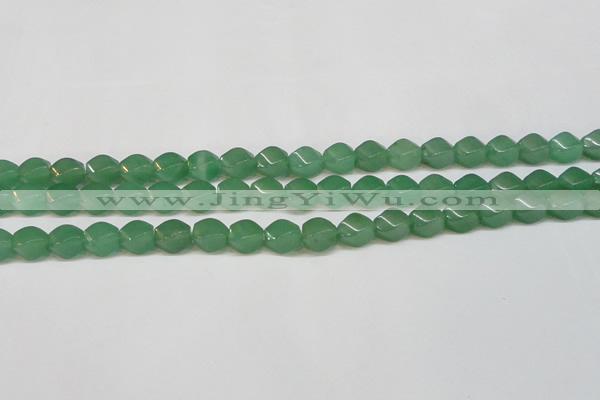 CAJ664 15.5 inches 8*10mm twisted rice green aventurine beads