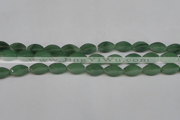 CAJ667 15.5 inches 10*20mm twisted rice green aventurine beads
