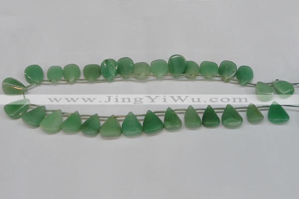 CAJ695 Top drilled 15*20mm leaf green aventurine beads