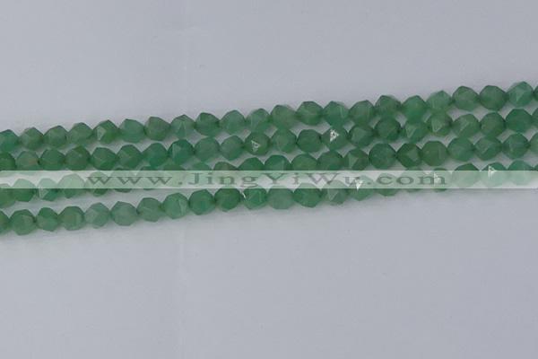 CAJ731 15.5 inches 6mm faceted nuggets green aventurine beads