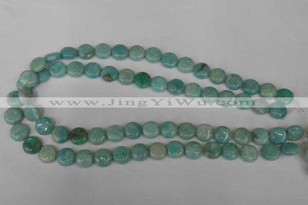 CAM1017 15.5 inches 12mm flat round natural Russian amazonite beads